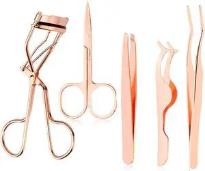 Arroyner 5 Pieces Eyelash Applicator Tool False Eyelashes Applicator Eyebrow Curler Eyebrow Scissors (Rose Golden) Arroyner 5 Pieces Eyelash Applicator Tool False Eyelashes Applicator Eyebrow Curler Eyebrow Scissors (Rose Golden)