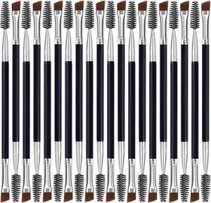 Duo Eyebrow Brush - Angled & Spoolie, Eyelash Comb - 20 Pcs Duo Eyebrow Brush - Angled & Spoolie, Eyelash Comb - 20 Pcs