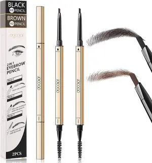 docolor Micro Eyebrow Pencil Duo - 2-in-1 Black & Dark Brown,2 Count | Instant Lift Brow Pencils, Dual-Sided Brow Brush, Waterproof & Smudge-Proof, Perfect 2-Color Kit for Natural Dimension docolor Micro Eyebrow Pencil Duo - 2-in-1 Black & Dark Brown,2 Count | Instant Lift Brow Pencils, Dual-Sided Brow Brush, Waterproof & Smudge-Proof, Perfect 2-Color Kit for Natural Dimension