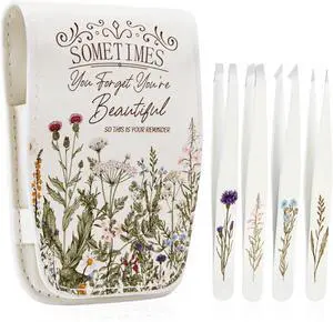 COSHAYSOO Personalized Tweezers Set for Women Facial Hair in Floral Travel Case, Tweezers for Eyebrows Ingrown Hair Splinter Removal Grooming Kit Essentials, Mothers Day Gifts for Mom Daughter Teens COSHAYSOO Personalized Tweezers Set for Women Facial Hair in Floral Travel Case, Tweezers for Eyebrows Ingrown Hair Splinter Removal Grooming Kit Essentials, Mothers Day Gifts for Mom Daughter Teens