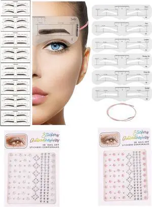 Eyebrow Stencils Kit 34 Pieces Eyebrow Shaping Tool Eyebrow Grooming Kit, Includes 2 Sheets Christmas Self Adhesive Face Gems Eyebrow Stencils Kit 34 Pieces Eyebrow Shaping Tool Eyebrow Grooming Kit, Includes 2 Sheets Christmas Self Adhesive Face Gems
