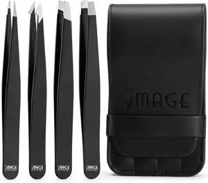 Tweezers for women facial 4 Piece Stainless Steel Precision Tweezers Kit with Leather Case for women & men Multi purpose as eyebrows facial hair ingrown hair removal Tweezers for women facial 4 Piece Stainless Steel Precision Tweezers Kit with Leather Case for women & men Multi purpose as eyebrows facial hair ingrown hair removal