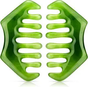 Geiserailie 2 Pcs Jade Combs Gua Sha Stone Scalp Massage Tool | Face Body Skin Hair Massage,Esthetician Supplies,Gifts for Women,Caring Therapy Tools Geiserailie 2 Pcs Jade Combs Gua Sha Stone Scalp Massage Tool | Face Body Skin Hair Massage,Esthetician Supplies,Gifts for Women,Caring Therapy Tools