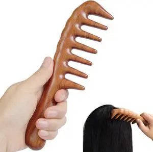 Large Size Wide Tooth Sandalwood Massage Comb Wood Scalp Massager | Meridian, Thick Curly Hair, Scalp Care, Detangling, Natural Wood Scalp Stimulator, Spa Therapy, Hair Beauty, Gua Sha Comb Large Size Wide Tooth Sandalwood Massage Comb Wood Scalp Massager | Meridian, Thick Curly Hair, Scalp Care, Detangling, Natural Wood Scalp Stimulator, Spa Therapy, Hair Beauty, Gua Sha Comb