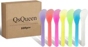 QsQueen 100 PCS Cosmetic Spatulas, 7 Colors Reusable Hygienic Makeup Scoop for Face Masks, Creams & Skincare, Flexible PP Tool for Mixing, Sampling, DIY, Salon & Travel 4.88'' x 1.06" QsQueen 100 PCS Cosmetic Spatulas, 7 Colors Reusable Hygienic Makeup Scoop for Face Masks, Creams & Skincare, Flexible PP Tool for Mixing, Sampling, DIY, Salon & Travel 4.88'' x 1.06"