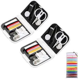 2 Pack Mini Sewing Kit Portable Sewing Supplies for Home Traveler, Adults, Beginner, Emergency, Contains Scissors, Threads, Needles (White) 2 Pack Mini Sewing Kit Portable Sewing Supplies for Home Traveler, Adults, Beginner, Emergency, Contains Scissors, Threads, Needles (White)