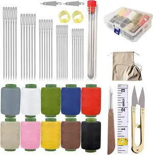Obear 45-Piece Sewing Kit for Adults and Beginners,Big Eye Stainless Steel Sewing Needles Kit for Hand Sewing with Storage Box and Portable Pouch Obear 45-Piece Sewing Kit for Adults and Beginners,Big Eye Stainless Steel Sewing Needles Kit for Hand Sewing with Storage Box and Portable Pouch