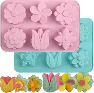 Sakolla 6-Cavity Flower Soap Molds Silicone, 2 Pack Tulip Different Flower Shapes Silicone Molds for Soap, Lotion Bar, Bath Bombs, Chocolate, Candy Baking Molds Jelly, Ice Cube Tray Sakolla 6-Cavity Flower Soap Molds Silicone, 2 Pack Tulip Different Flower Shapes Silicone Molds for Soap, Lotion Bar, Bath Bombs, Chocolate, Candy Baking Molds Jelly, Ice Cube Tray