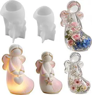 2Pcs Angel Figurines Resin Molds Stars Hearts Angel Silicone Molds 2Pcs Angel Figurines Resin Molds Stars Hearts Angel Silicone Molds