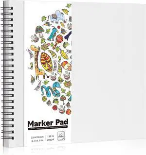 135lb/200gsm Marker Paper Pad, 8.3×8.9in Double Sided Bleedproof Sketch Pad, 30 Sheets Art Paper Spiral Sketchbook, Smooth Painting Coloring Alcohol Marker Paper for DIY, Gift 135lb/200gsm Marker Paper Pad, 8.3×8.9in Double Sided Bleedproof Sketch Pad, 30 Sheets Art Paper Spiral Sketchbook, Smooth Painting Coloring Alcohol Marker Paper for DIY, Gift