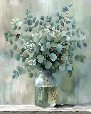 PHANTASYART Eucalyptus Flowers Paint by Numbers Kit for Adult 16x20inch PHANTASYART Eucalyptus Flowers Paint by Numbers Kit for Adult 16x20inch
