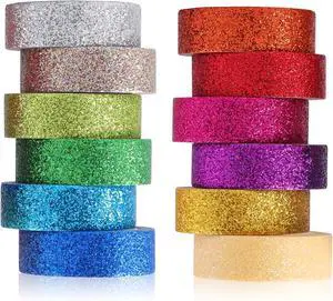 Glitter Washi Tape Set 12 Rolls, Cute Tape Decorative Tape for Crafts Glitter Washi Tape Set 12 Rolls, Cute Tape Decorative Tape for Crafts