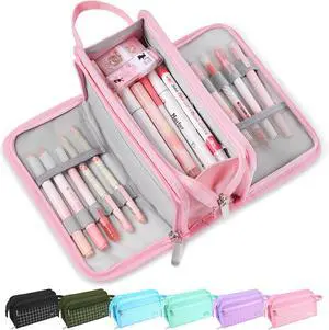 Sooez Large Pencil Case, Pencil Pouch, Pencil Bag, Pencil Box, Pink & Plaid Sooez Large Pencil Case, Pencil Pouch, Pencil Bag, Pencil Box, Pink & Plaid