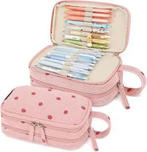 Large Pencil Case Pouch, High Capacity Pencil Bags with Zipper, Cute Corduroy Pencil Pouch with Multiple Pockets (pink) Large Pencil Case Pouch, High Capacity Pencil Bags with Zipper, Cute Corduroy Pencil Pouch with Multiple Pockets (pink)