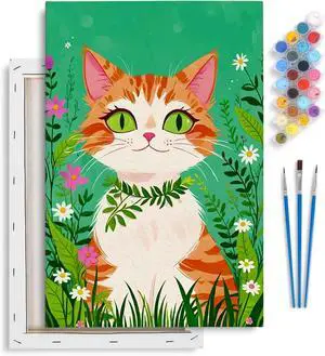 Yezavesu Framed Paint by Numbers Kit for Adults Beginner & Kids Ages 8-12, Cat Paint by Numbers with Frame, DIY Number Painting for Adults Orange Cat for Home Wall Decor Gift 8X 12 inch Yezavesu Framed Paint by Numbers Kit for Adults Beginner & Kids Ages 8-12, Cat Paint by Numbers with Frame, DIY Number Painting for Adults Orange Cat for Home Wall Decor Gift 8X 12 inch