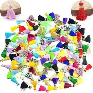 Aokbean 100 pcs Tassel Multi-Colors Mini Tiny Handmade Craft Tassels Charms with Golden Jump Ring for Earring Jewelry Necklace Making Accessories Other Arts DIY Supplies (Mixed) Aokbean 100 pcs Tassel Multi-Colors Mini Tiny Handmade Craft Tassels Charms with Golden Jump Ring for Earring Jewelry Necklace Making Accessories Other Arts DIY Supplies (Mixed)