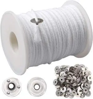 200 Ft Cotton Candle Wick Roll with 100 Metal Sustainer Tabs 200 Ft Cotton Candle Wick Roll with 100 Metal Sustainer Tabs