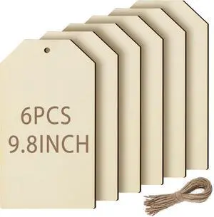 Blulu 6 Pcs Large Unfinished Wooden Blank Tags for Crafts, 9.8 x 5.5 Inch Blulu 6 Pcs Large Unfinished Wooden Blank Tags for Crafts, 9.8 x 5.5 Inch
