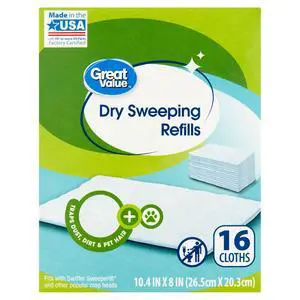 Great Value 16Pack Dry Sweeping Mop Refill Cloths, Disposable Replacement Pads for MultiSurface Household Floor Mops Great Value 16Pack Dry Sweeping Mop Refill Cloths, Disposable Replacement Pads for MultiSurface Household Floor Mops