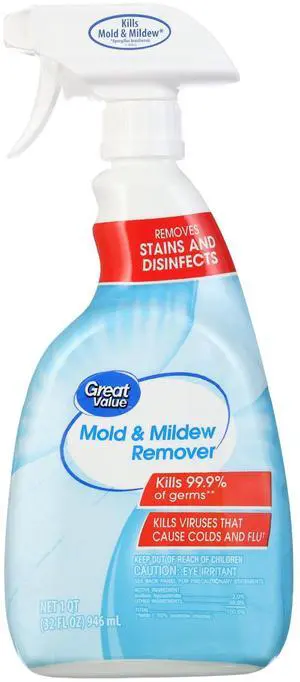 Great Value 32oz Mold and Mildew Cleaner, StainRemoving Deodorizing Formula for Tubs, Floors, Countertops and Household Hard Surfaces Great Value 32oz Mold and Mildew Cleaner, StainRemoving Deodorizing Formula for Tubs, Floors, Countertops and Household Hard Surfaces