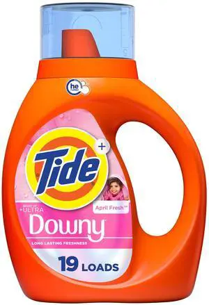 Tide Liquid Laundry Detergent with Ultra Downy Boost, April Fresh Scent, 27 fl oz, 19 Loads, EasyPour Cap for HE & Standard Washing Machines Tide Liquid Laundry Detergent with Ultra Downy Boost, April Fresh Scent, 27 fl oz, 19 Loads, EasyPour Cap for HE & Standard Washing Machines