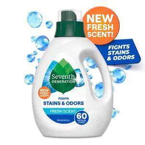 Seventh Generation 90oz FreshScent Concentrated Laundry Detergent, 60Load, EssentialOilFragranced, Stain & Odor Remover for FamilyHousehold Laundry Seventh Generation 90oz FreshScent Concentrated Laundry Detergent, 60Load, EssentialOilFragranced, Stain & Odor Remover for FamilyHousehold Laundry