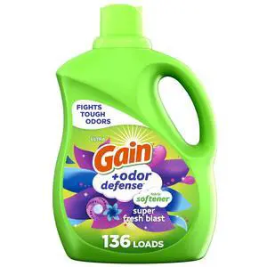 Gain 100oz Super Fresh Blast Fabric Softener Liquid, 136Load OdorNeutralizing Formula, Works in All Water Temperatures for Household Laundry Gain 100oz Super Fresh Blast Fabric Softener Liquid, 136Load OdorNeutralizing Formula, Works in All Water Temperatures for Household Laundry