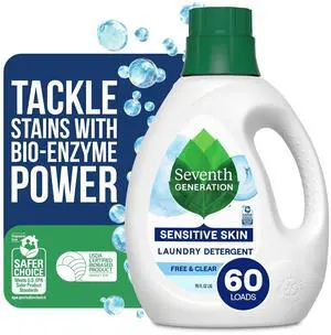 Seventh Generation Free & Clear Liquid Laundry Detergent, FragranceFree, 90floz, 60 Loads, Hypoallergenic for Sensitive Skin Seventh Generation Free & Clear Liquid Laundry Detergent, FragranceFree, 90floz, 60 Loads, Hypoallergenic for Sensitive Skin