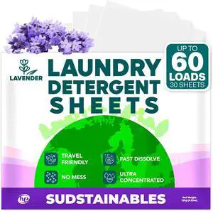 Sudstainables Lavender Laundry Detergent Sheets, 60 Loads, InstantDissolve NoMess Sheets for Home, Travel and Camping Sudstainables Lavender Laundry Detergent Sheets, 60 Loads, InstantDissolve NoMess Sheets for Home, Travel and Camping