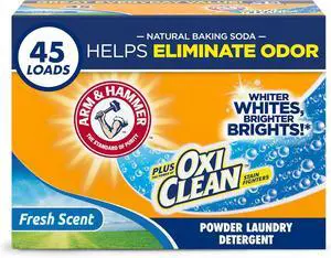 ARM & HAMMER Plus OxiClean Powder Laundry Detergent, Fresh Scent, 3.48 lbs, Powerful Tough Stain Removal, HE & Standard Washer Compatible ARM & HAMMER Plus OxiClean Powder Laundry Detergent, Fresh Scent, 3.48 lbs, Powerful Tough Stain Removal, HE & Standard Washer Compatible