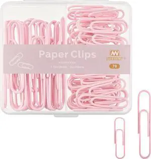 NEEWAY AssortedSize Colorful Paper Clips, Light Pink, 70Count, 1Inch Small & 2Inch Jumbo Clips with Divided Storage Box NEEWAY AssortedSize Colorful Paper Clips, Light Pink, 70Count, 1Inch Small & 2Inch Jumbo Clips with Divided Storage Box
