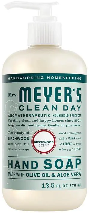MRS. MEYER'S CLEAN DAY Liquid Hand Soap, Birchwood Scent, 12.5 fl oz, Nondrying Formula with Essential Oils, ParabenPhthalateFree MRS. MEYER'S CLEAN DAY Liquid Hand Soap, Birchwood Scent, 12.5 fl oz, Nondrying Formula with Essential Oils, ParabenPhthalateFree