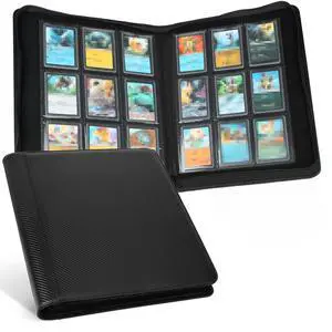 Toploader Storage Binder 9 Pocket Ringless Side Loading, Fits 288 Standard 3"×4" Hard Top Loaders, PU Fixed Page Zipper Card Album for TCG Sports Cards - Carton Black Toploader Storage Binder 9 Pocket Ringless Side Loading, Fits 288 Standard 3"×4" Hard Top Loaders, PU Fixed Page Zipper Card Album for TCG Sports Cards - Carton Black