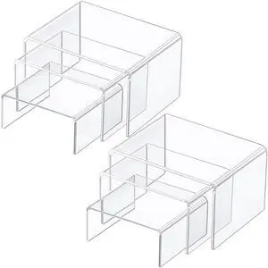 Chuangdi 2 Sets Display Risers Figure Food Stand, Clear, Small Chuangdi 2 Sets Display Risers Figure Food Stand, Clear, Small