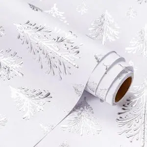 WRAPAHOLIC 3D Kraft Christmas Wrapping Paper Roll, 17in x 16.5ft, Silver and White Embossed Christmas Tree, for Holiday Party Celebration WRAPAHOLIC 3D Kraft Christmas Wrapping Paper Roll, 17in x 16.5ft, Silver and White Embossed Christmas Tree, for Holiday Party Celebration