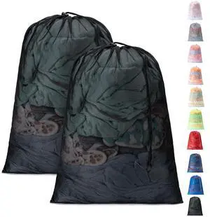 2 Pack Mesh Travel Laundry Bag 24" x 36" Extra Large Dirty Clothes Organizer 2 Pack Mesh Travel Laundry Bag 24" x 36" Extra Large Dirty Clothes Organizer