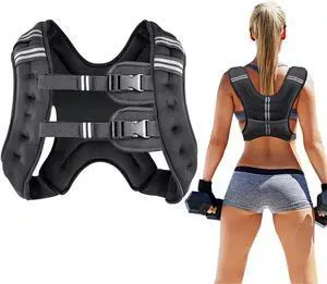 Prodigen Weighted Vest 8 12 16 20 25 30 Lbs with Reflective Stripe and Double Adjustable Buckle Straps for Men and Women Strength Training Jogging Cardio Weight Loss Prodigen Weighted Vest 8 12 16 20 25 30 Lbs with Reflective Stripe and Double Adjustable Buckle Straps for Men and Women Strength Training Jogging Cardio Weight Loss