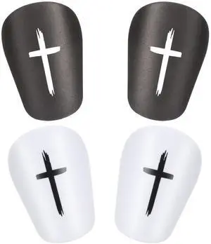 2 Pairs Black & White Cross Shin Guards for Soccer 3x2 Inch for Men Women 2 Pairs Black & White Cross Shin Guards for Soccer 3x2 Inch for Men Women