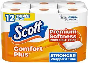 Scott ComfortPlus Toilet Paper, 12 Triple Rolls, 231 Sheets per Roll Scott ComfortPlus Toilet Paper, 12 Triple Rolls, 231 Sheets per Roll