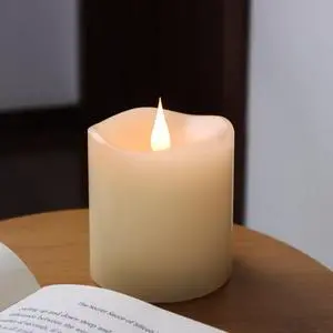 TECHLONG Flameless Candles Battery Operated with Timer, 3D Moving Flame Flickering, 600+ Hours, 3" x 3" Ivory Real Wax Electric LED Candle for Wedding Party Decorations TECHLONG Flameless Candles Battery Operated with Timer, 3D Moving Flame Flickering, 600+ Hours, 3" x 3" Ivory Real Wax Electric LED Candle for Wedding Party Decorations