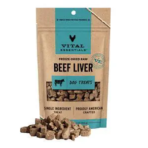 Vital Essentials Freeze Dried Dog Treats Beef Liver 2.1oz Bag Vital Essentials Freeze Dried Dog Treats Beef Liver 2.1oz Bag