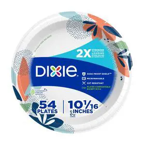 Dixie Heavy Duty Paper Plates 10-Inch, 54-Count, Large, Disposable Dixie Heavy Duty Paper Plates 10-Inch, 54-Count, Large, Disposable