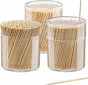GUSTO Wooden Bamboo Toothpicks, 1500 Count, Round Single Point GUSTO Wooden Bamboo Toothpicks, 1500 Count, Round Single Point