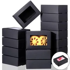 Zonon 30 Pcs Mini Kraft Soap Boxes with Window, Black Zonon 30 Pcs Mini Kraft Soap Boxes with Window, Black