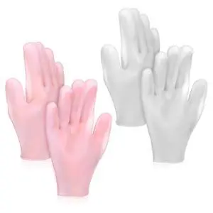2 Pairs Silicone Moisturizing Gloves for Dry Hands, Overnight Treatment for Softening Rough Skin, Pink & White 2 Pairs Silicone Moisturizing Gloves for Dry Hands, Overnight Treatment for Softening Rough Skin, Pink & White