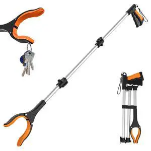 Grab It 43" Extra Long Foldable Reacher Grabber Tool with Rotating Jaw and Magnets, 4" Wide Claw Opening, Heavy Duty Grab It 43" Extra Long Foldable Reacher Grabber Tool with Rotating Jaw and Magnets, 4" Wide Claw Opening, Heavy Duty