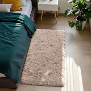 Beige 2x4 Fluffy Shag Rug for Bedroom Bedside Carpet Beige 2x4 Fluffy Shag Rug for Bedroom Bedside Carpet