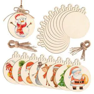 Round Wooden Circles with Holes, 20 Pcs Unfinished Natural Wood Slices for Painting, Christmas Ornaments, DIY Hanging Decorations, Size:3.13in x 2.55in Round Wooden Circles with Holes, 20 Pcs Unfinished Natural Wood Slices for Painting, Christmas Ornaments, DIY Hanging Decorations, Size:3.13in x 2.55in