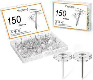 150Pcs Clear Push Pins, Reusable Flat Head Thumbtacks for Bulletin Board, Maps, Posters, Wall Hanging, Craft Projects 150Pcs Clear Push Pins, Reusable Flat Head Thumbtacks for Bulletin Board, Maps, Posters, Wall Hanging, Craft Projects