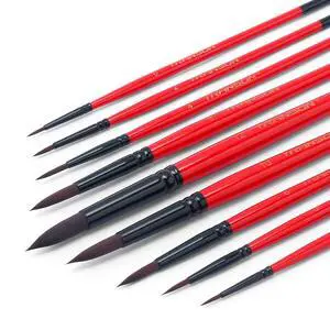 Transon Round Paint Brush Set 9pcs Synthetic Sable Hair for Acrylic, Watercolor, Gouache, Ink, Craft & Detail Painting Transon Round Paint Brush Set 9pcs Synthetic Sable Hair for Acrylic, Watercolor, Gouache, Ink, Craft & Detail Painting